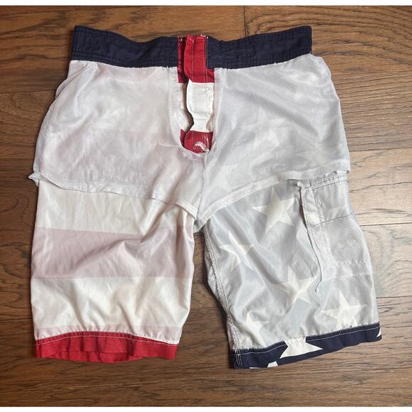 American Flag Swim Trunks USA Patriotic Stars Stripes Swimsuit Shorts - Picture 7 of 8